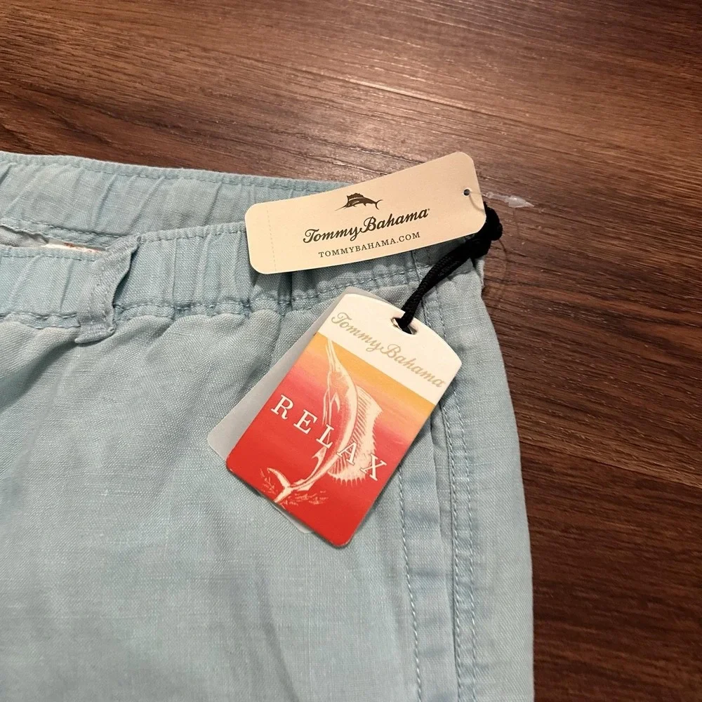 Tommy Bahama Relax Mens XLT Blue Linen Drawstring Pants TR16389 Beach Blue